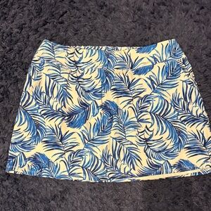 Tommy Bahama Blue and Cream Leaf Print Skirt